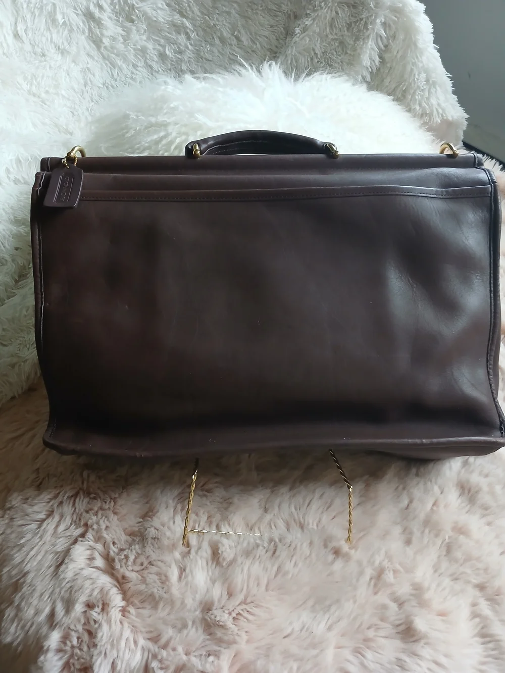 Classic Brown Leather Messenger Bag with Gold Hardware Coach.